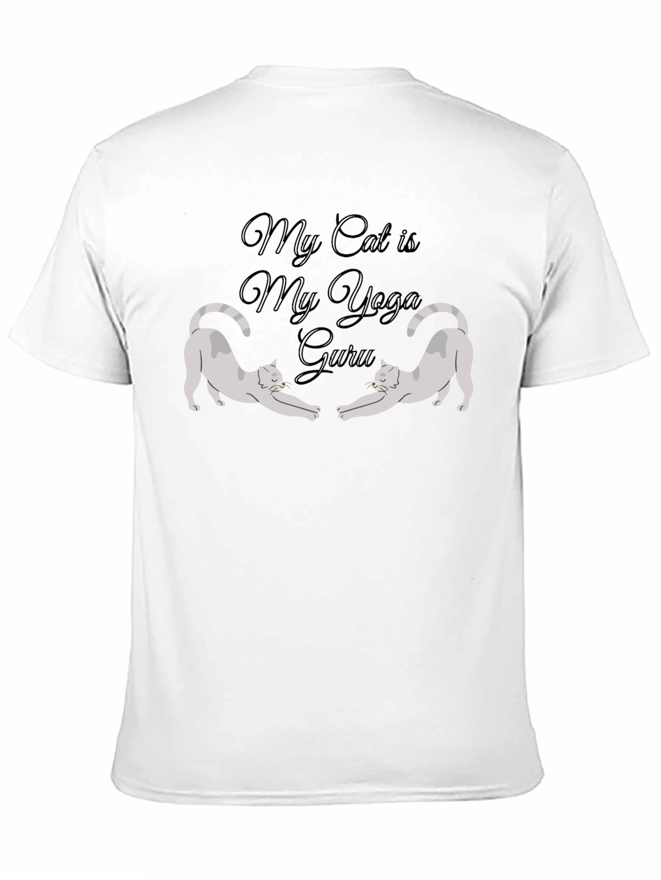 My Cat is My Yoga Guru Black T-Shirt
