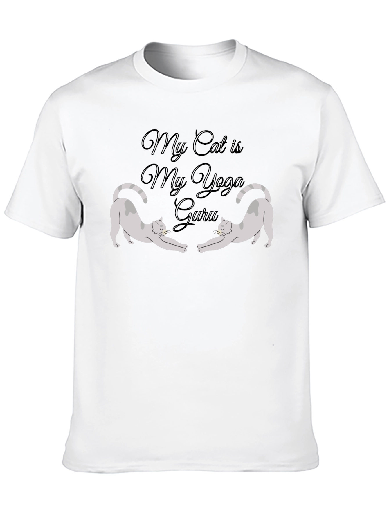 My Cat is My Yoga Guru Black T-Shirt