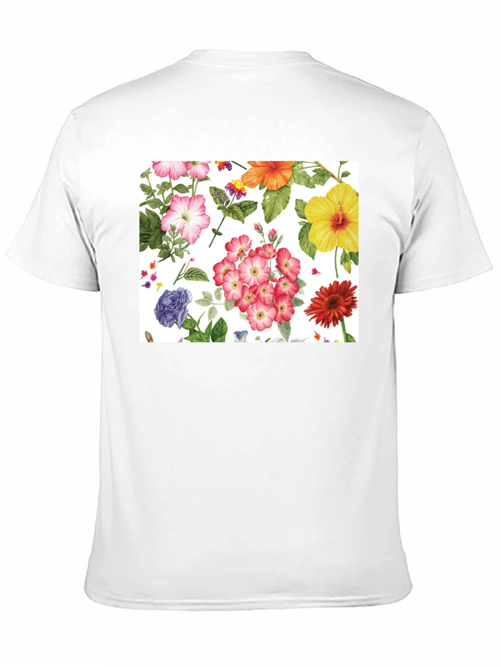 Floral Print Tee - Black Cotton Casual