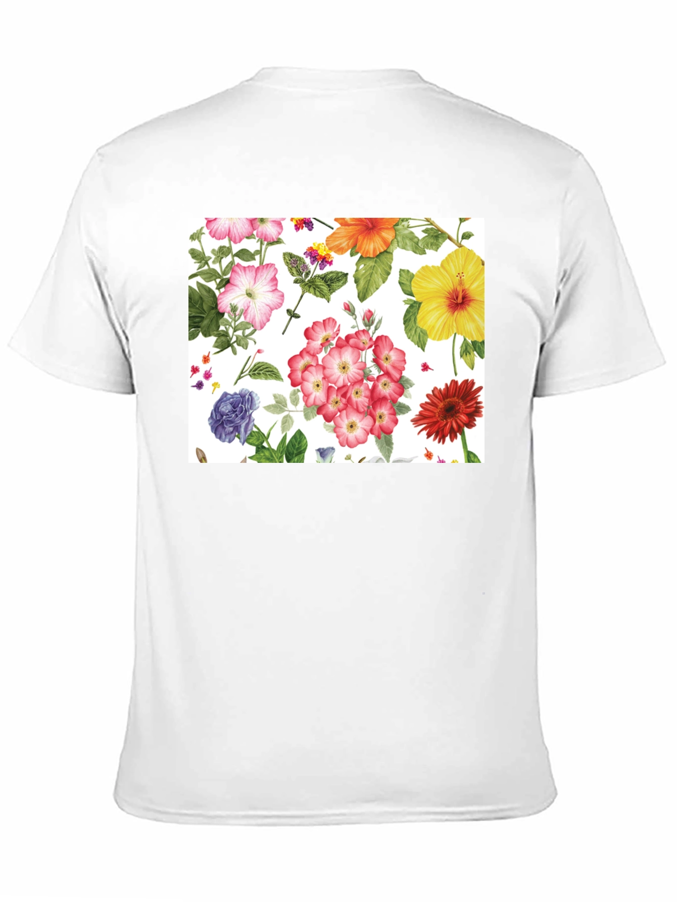 Floral Print Tee - Black Cotton Casual