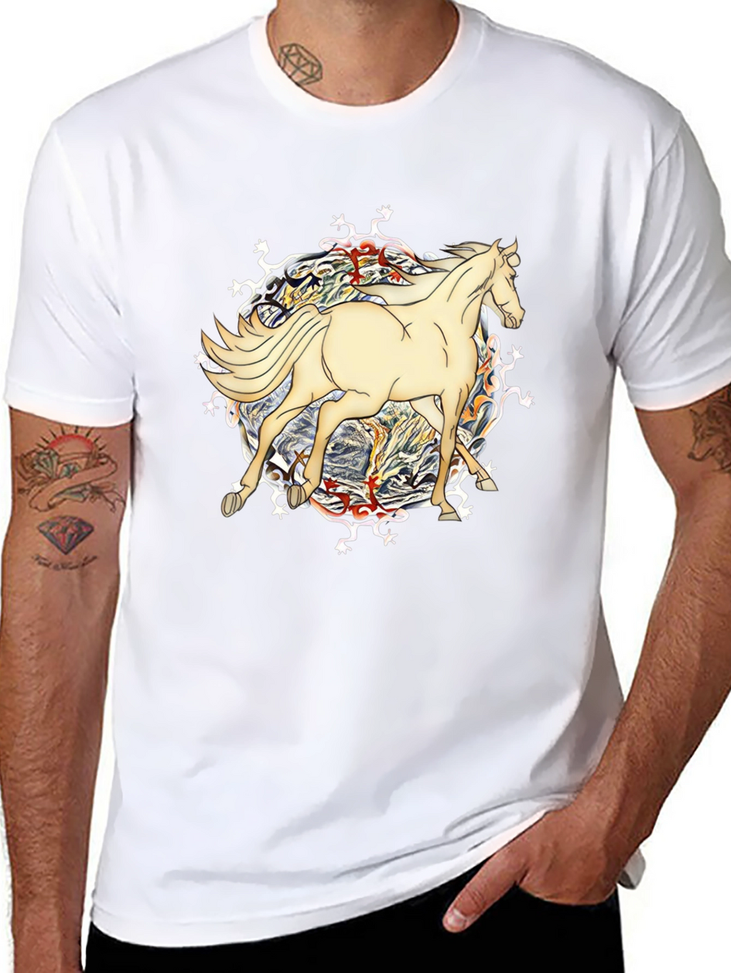 Horse Graphic Tee - Unique Design Black T-Shirt
