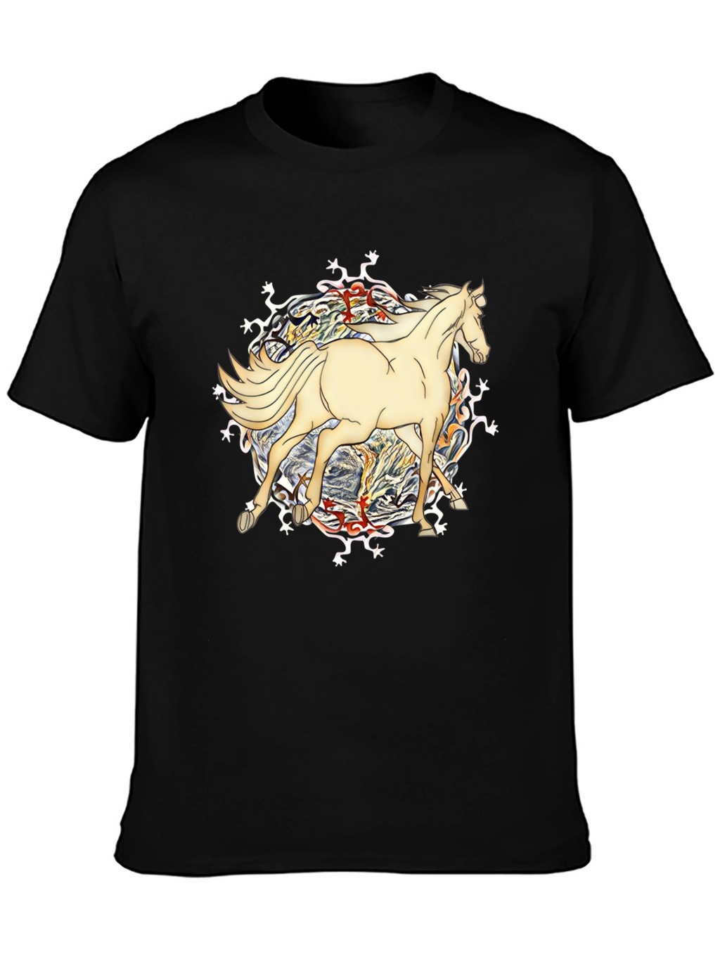 Horse Graphic Tee - Unique Design Black T-Shirt