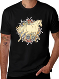 Horse Graphic Tee - Unique Design Black T-Shirt