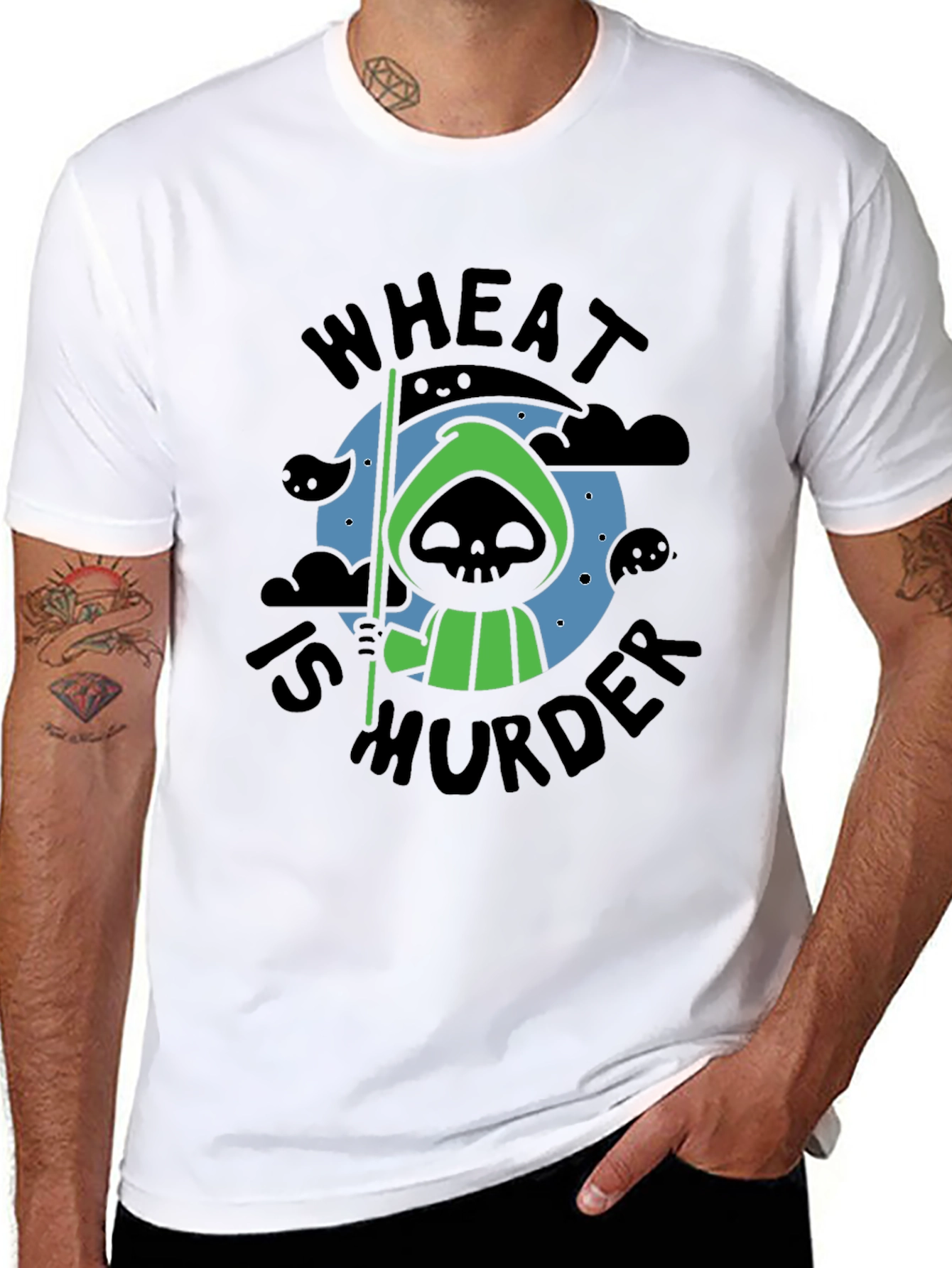 Wheat is Murder T-Shirt - Grim Reaper Design