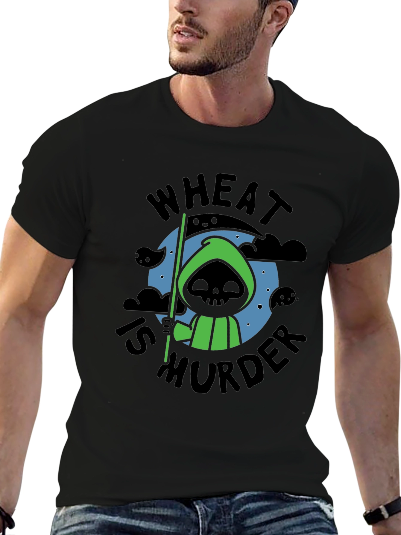 Wheat is Murder T-Shirt - Grim Reaper Design