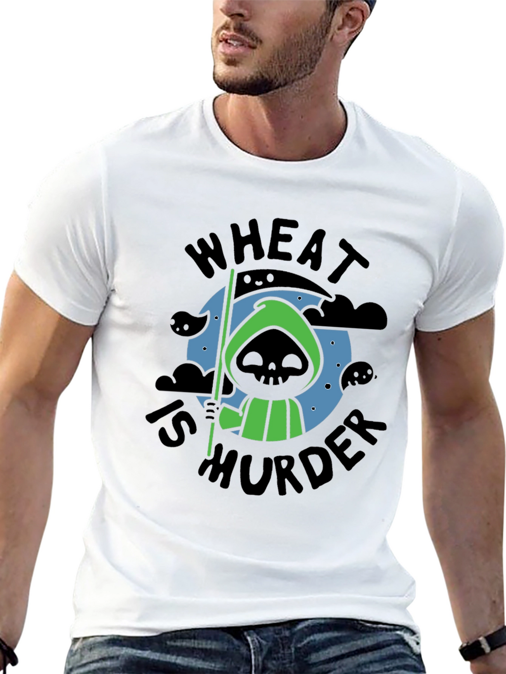 Wheat is Murder T-Shirt - Grim Reaper Design