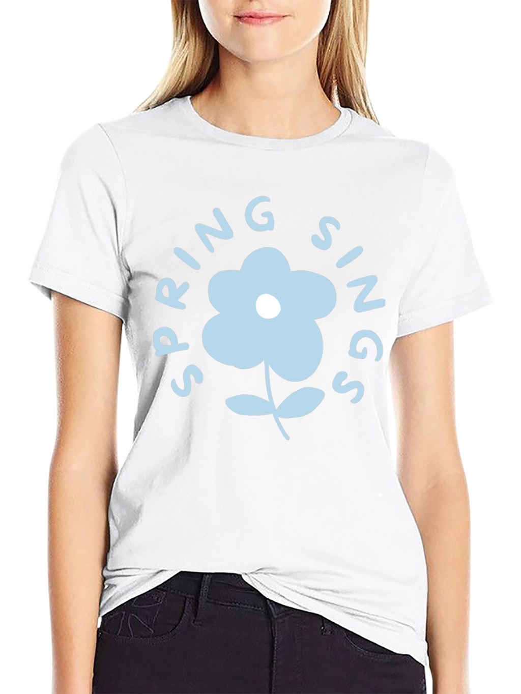 Spring Sings Flower Graphic Tee - Black