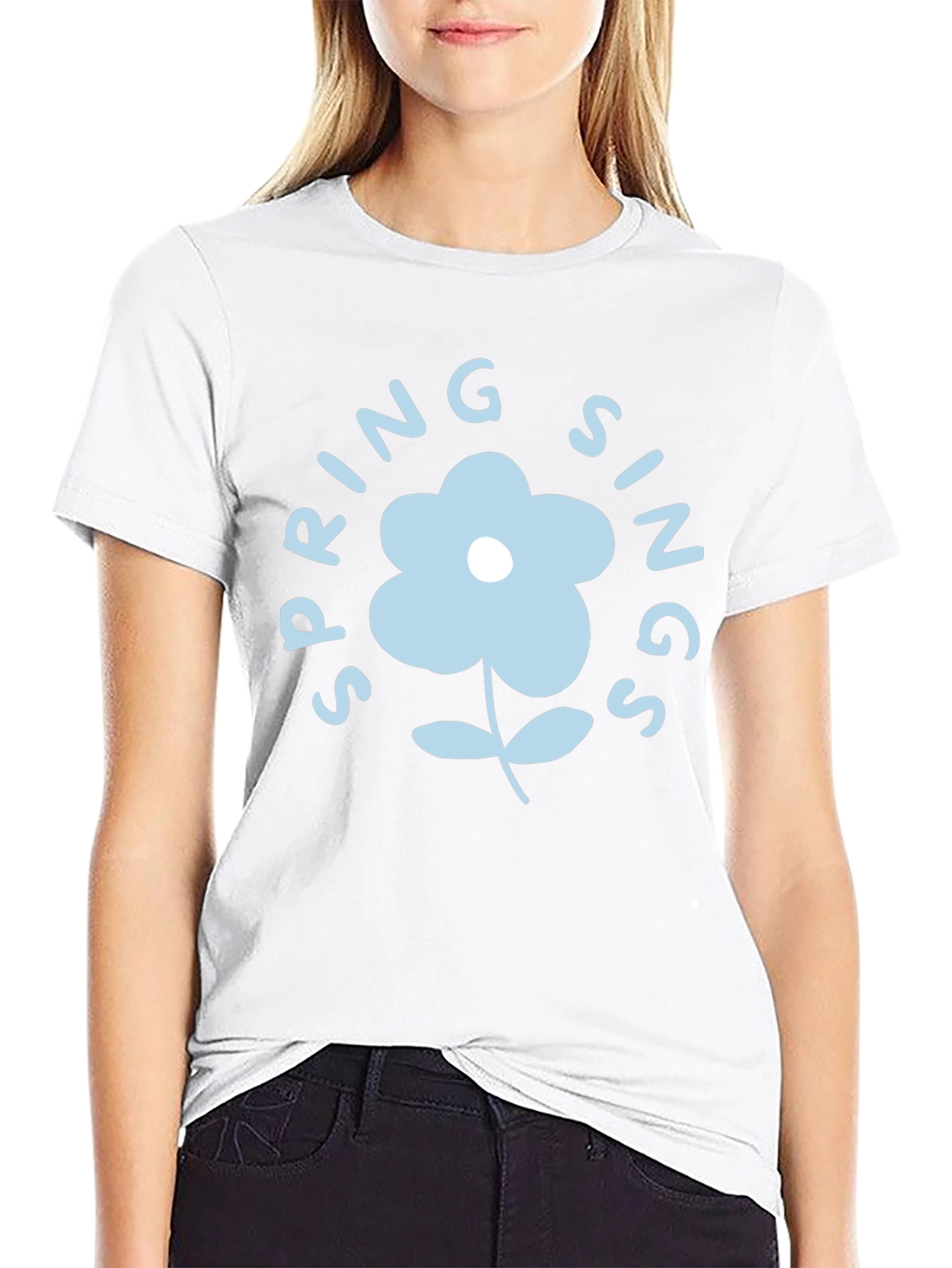 Spring Sings Flower Graphic Tee - Black