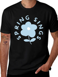 Spring Sings Flower Graphic Tee - Black