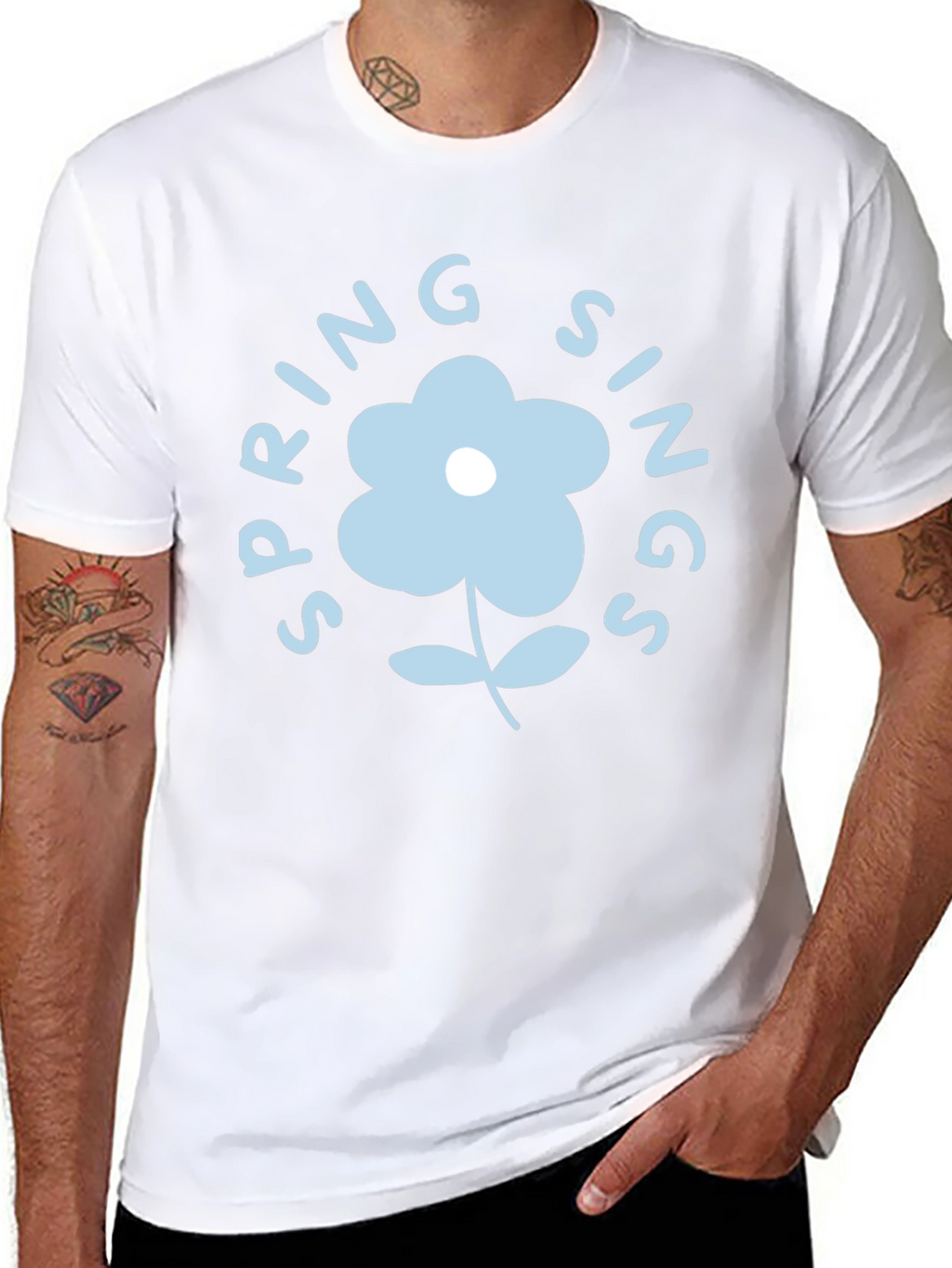 Spring Sings Flower Graphic Tee - Black