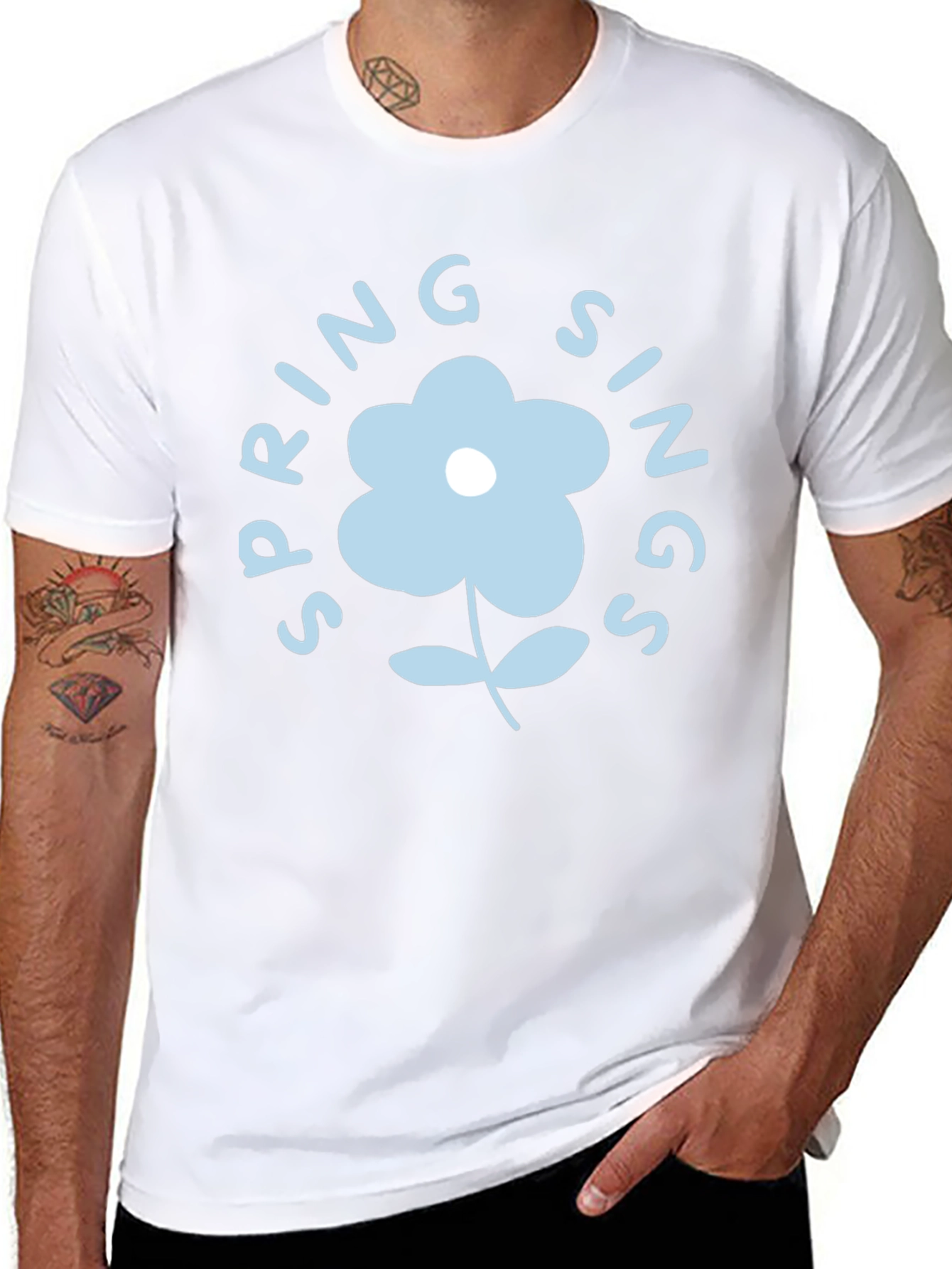 Spring Sings Flower Graphic Tee - Black