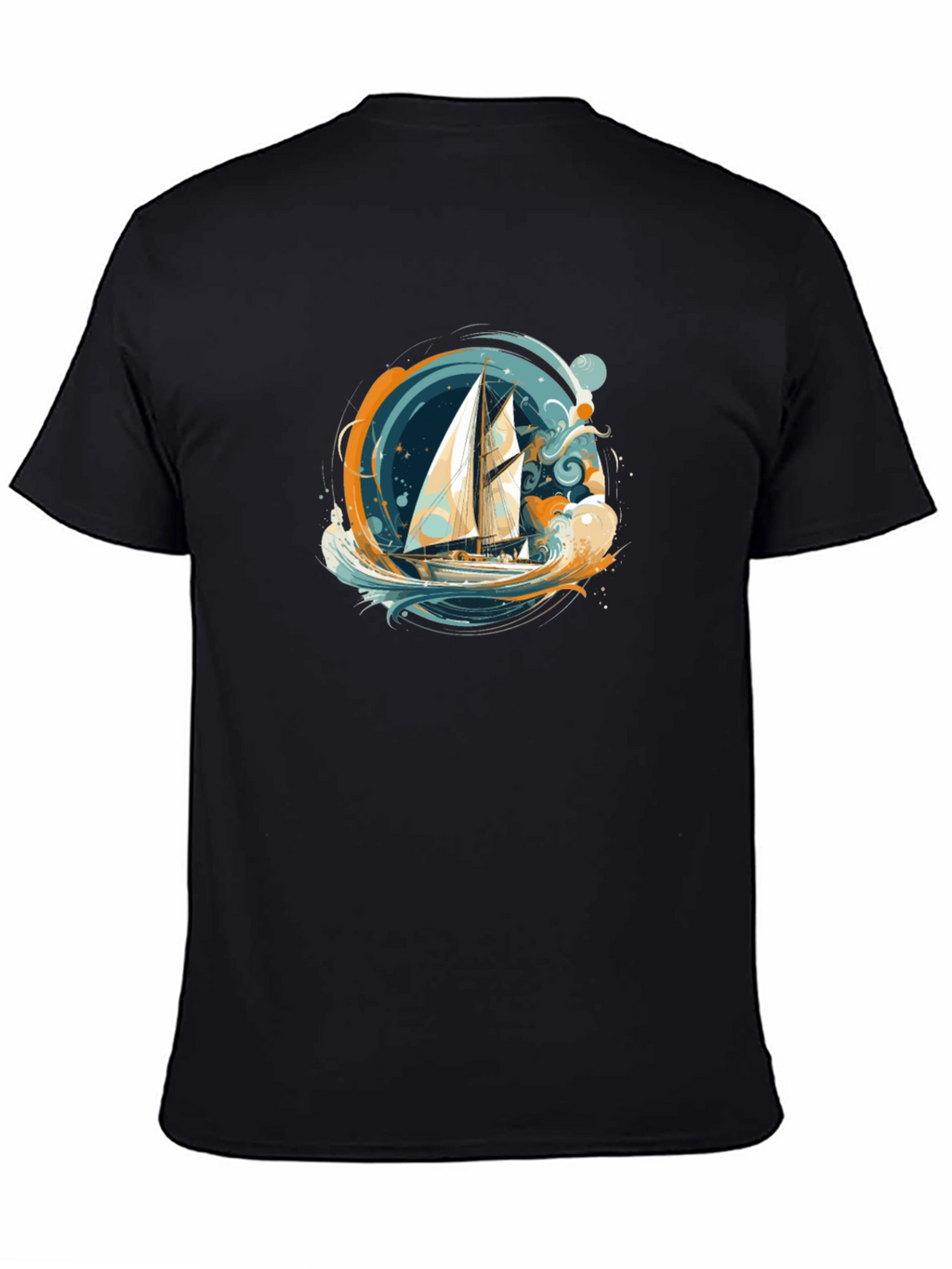Nautical Sailboat Graphic Tee - Black