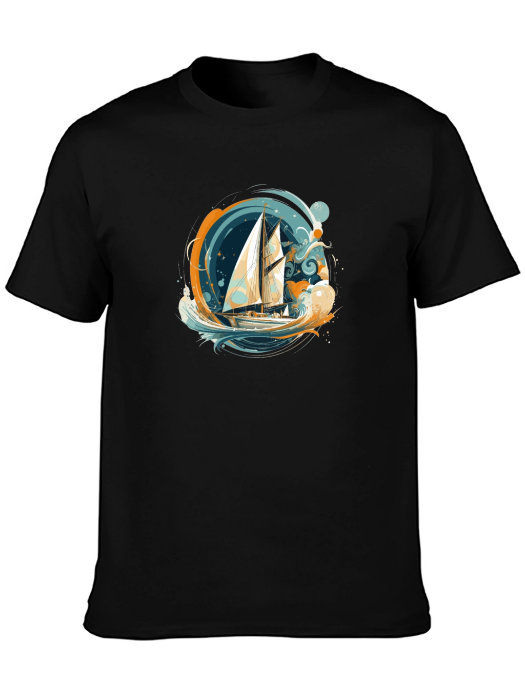 Nautical Sailboat Graphic Tee - Black