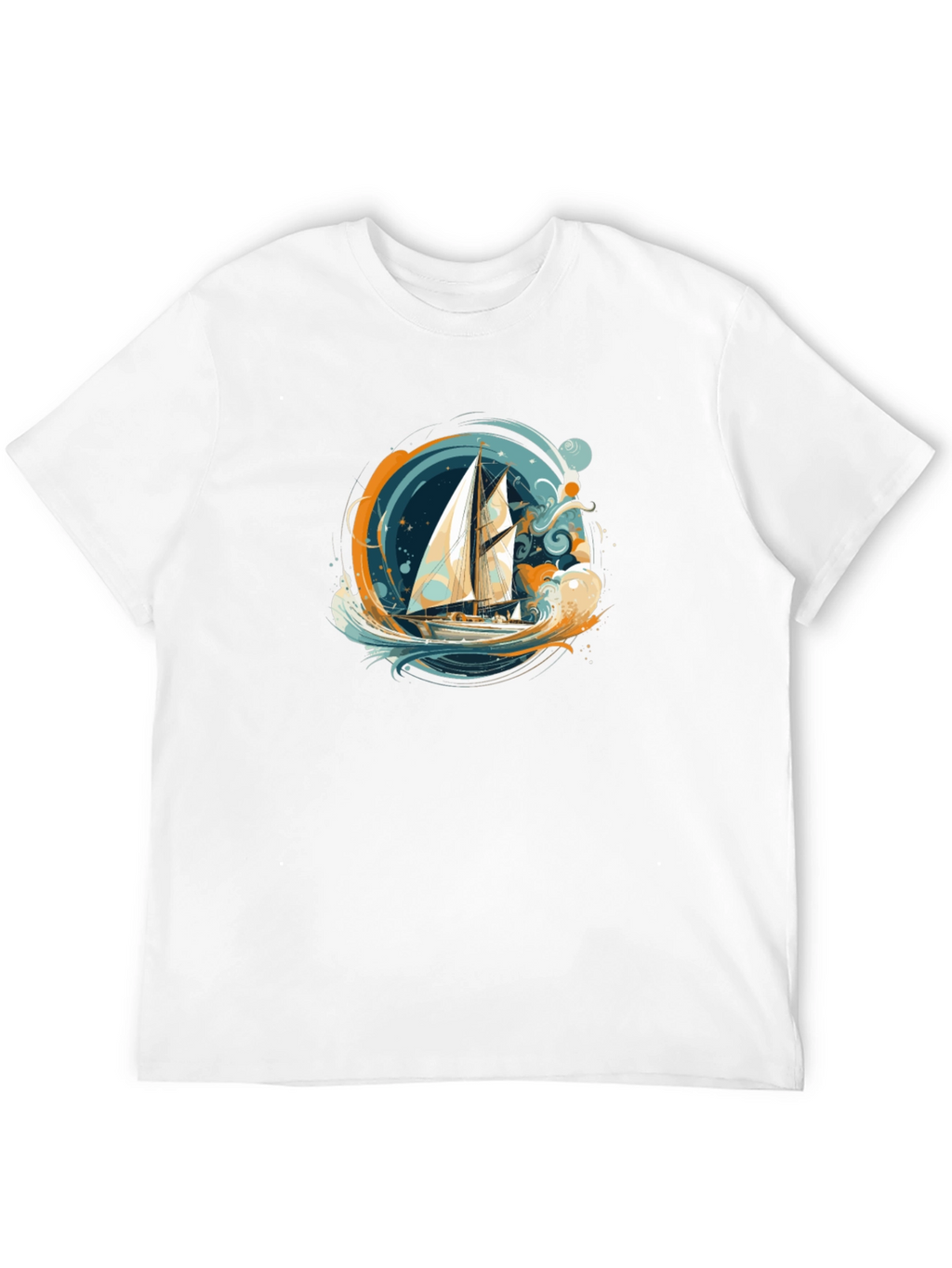Nautical Sailboat Graphic Tee - Black