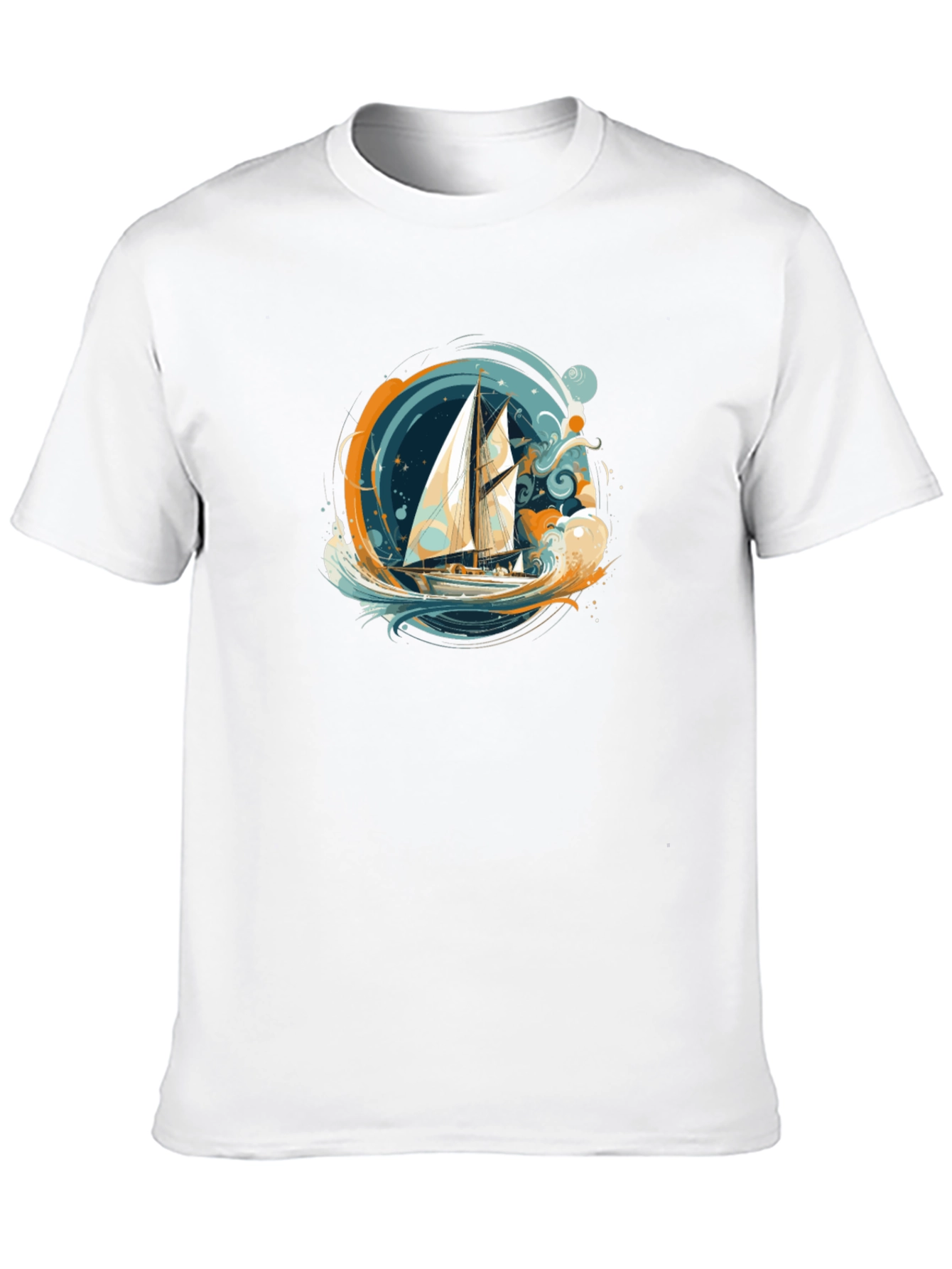 Nautical Sailboat Graphic Tee - Black