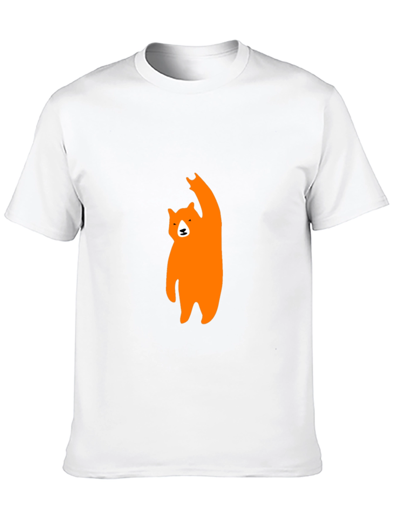 Mens Black T-Shirt with Orange Bear Graphic