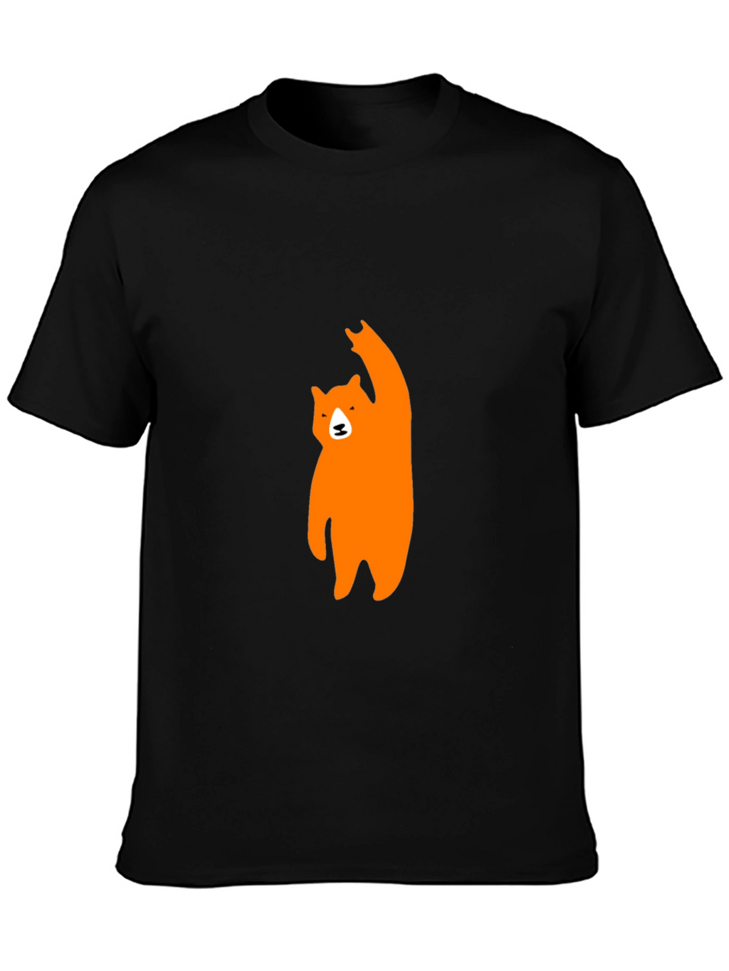 Mens Black T-Shirt with Orange Bear Graphic