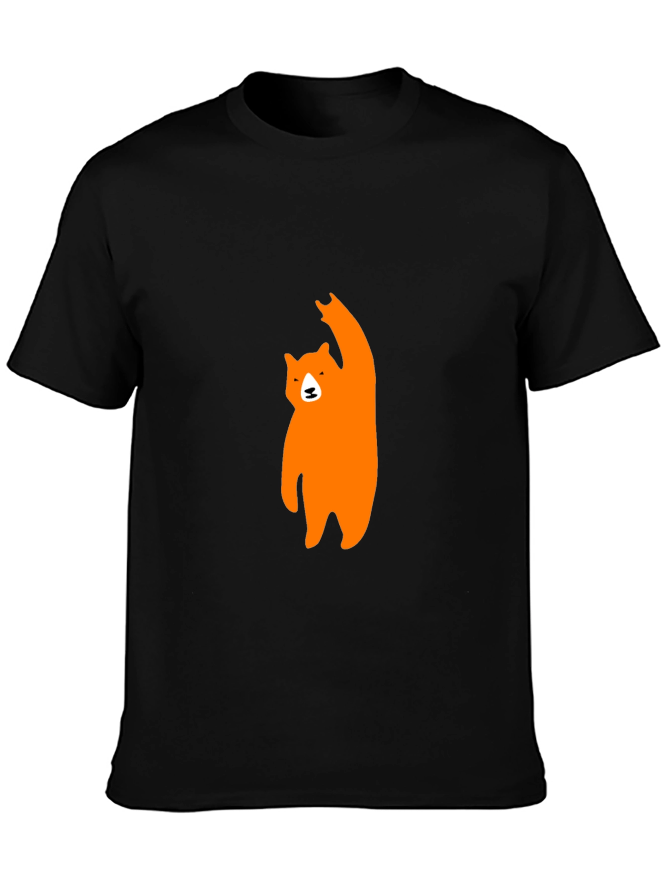 Mens Black T-Shirt with Orange Bear Graphic