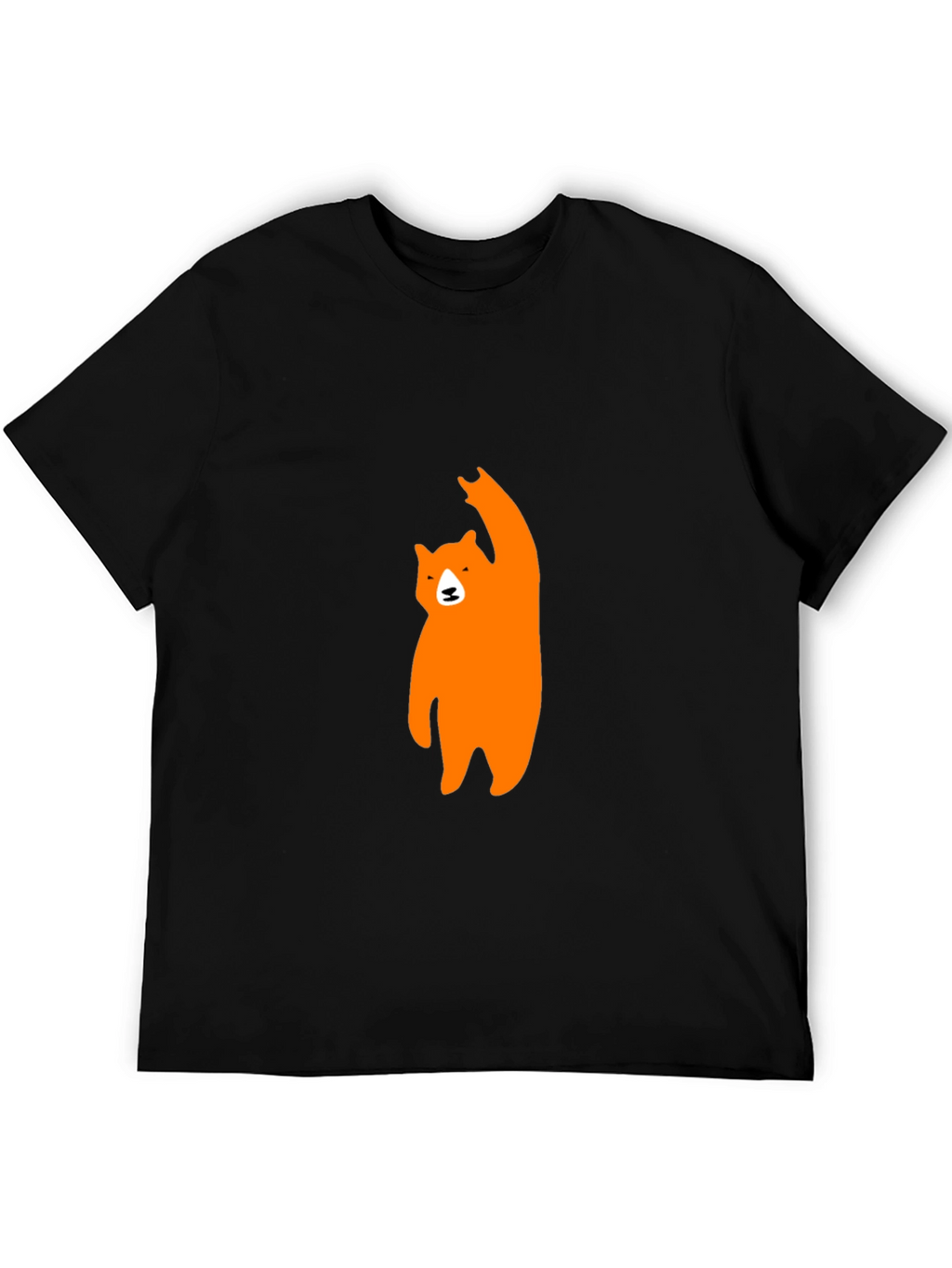 Mens Black T-Shirt with Orange Bear Graphic