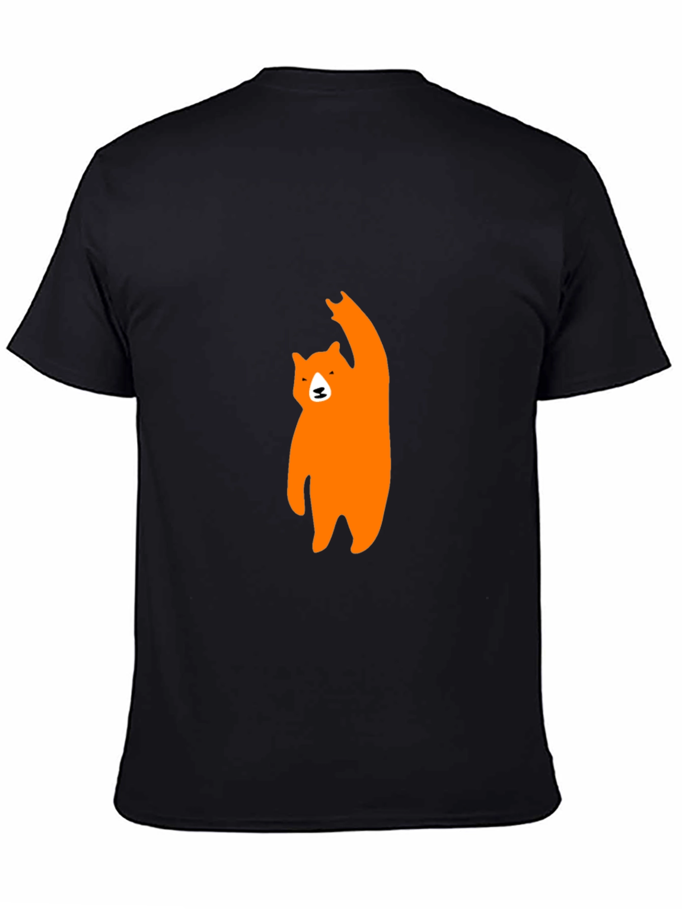 Mens Black T-Shirt with Orange Bear Graphic