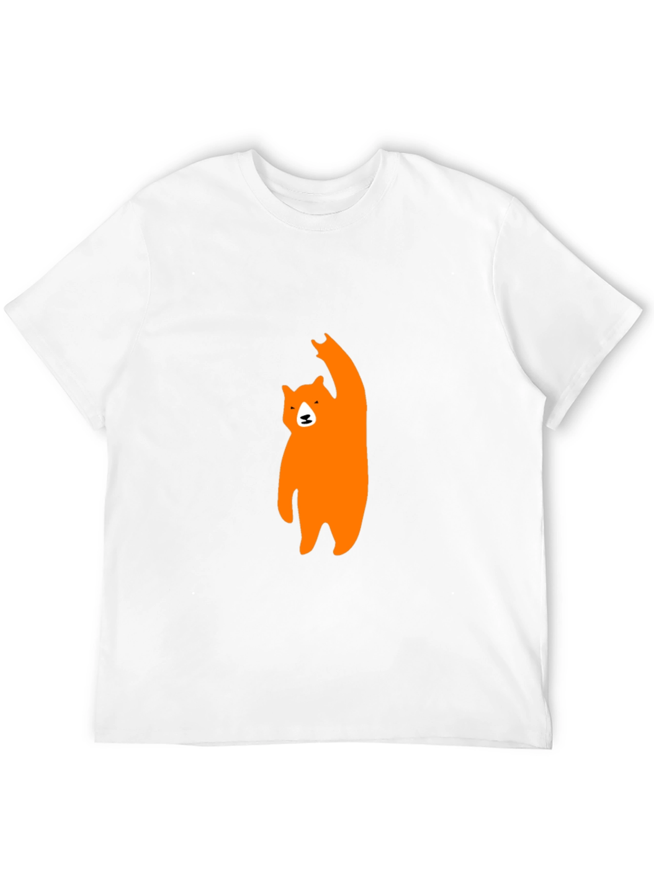 Mens Black T-Shirt with Orange Bear Graphic