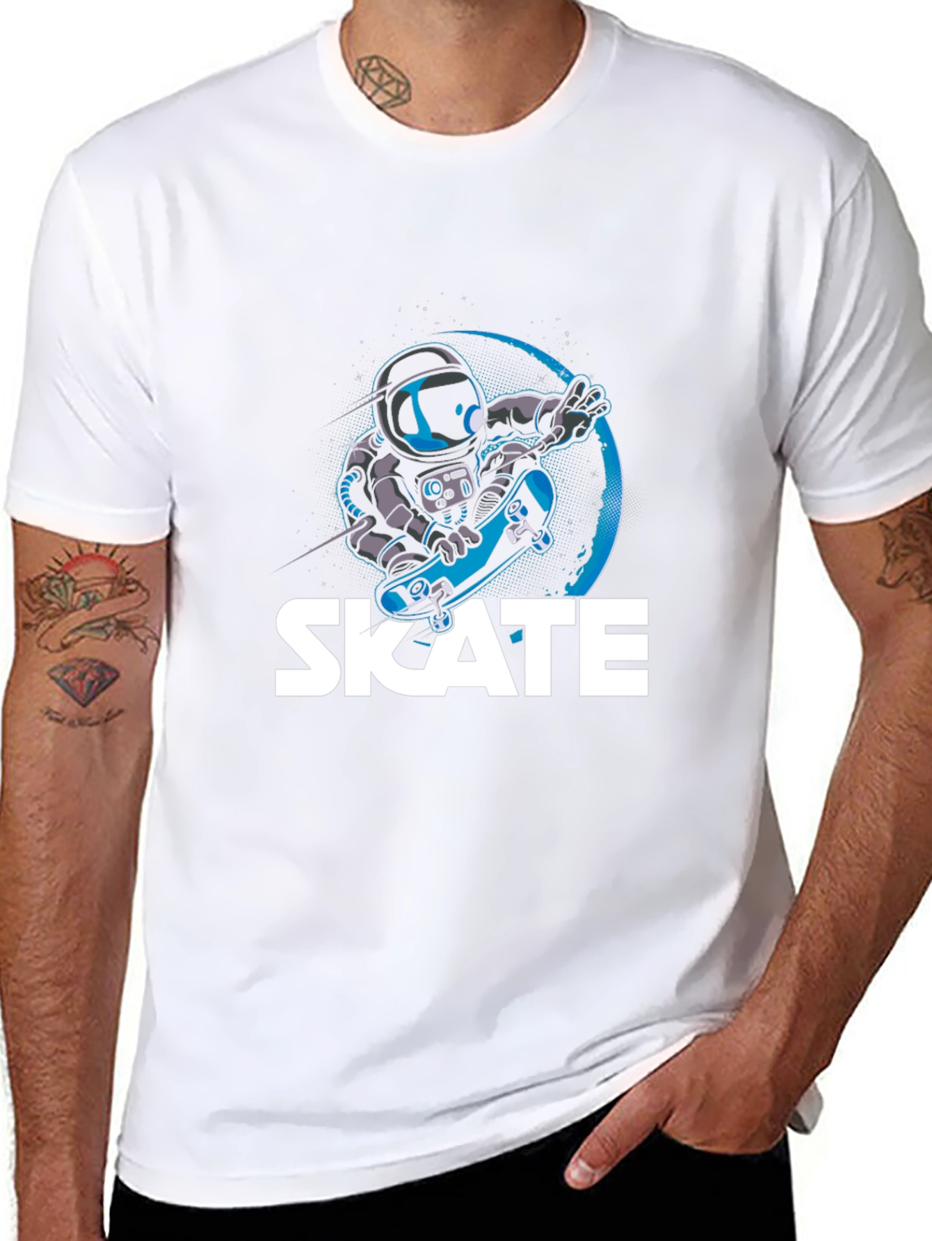 Astronaut Skate T-Shirt Cool Graphic Tee