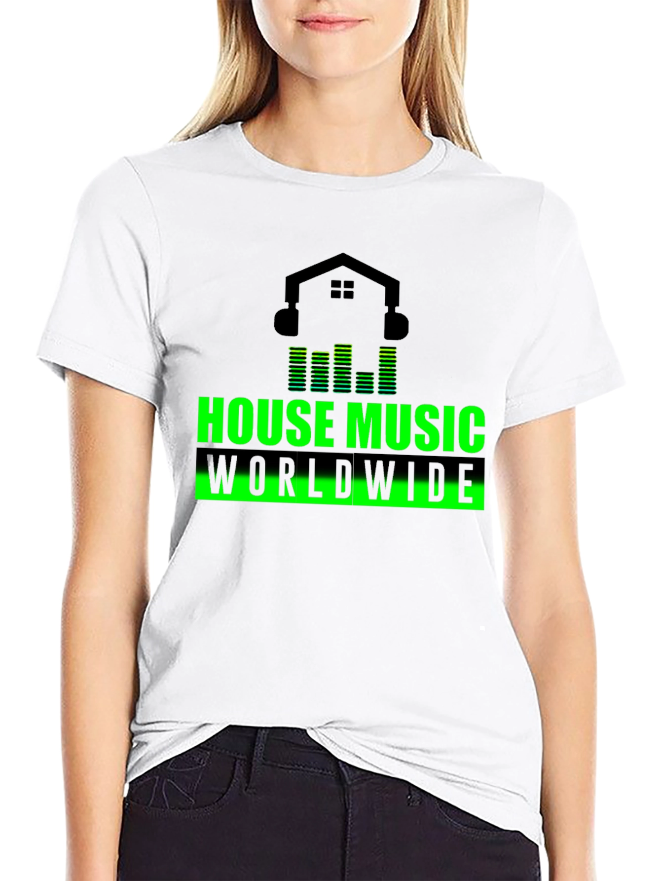 House Music Worldwide Black Graphic T-Shirt