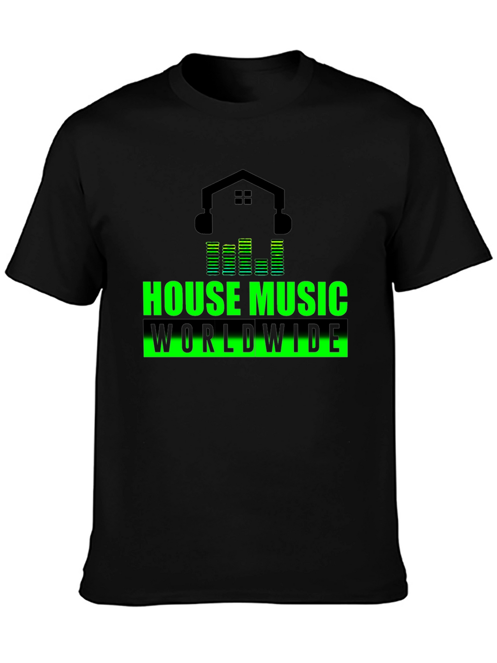 House Music Worldwide Black Graphic T-Shirt