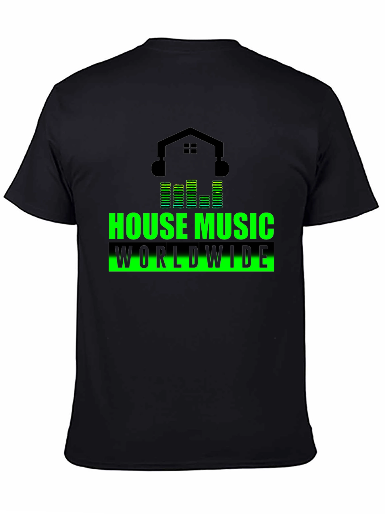 House Music Worldwide Black Graphic T-Shirt