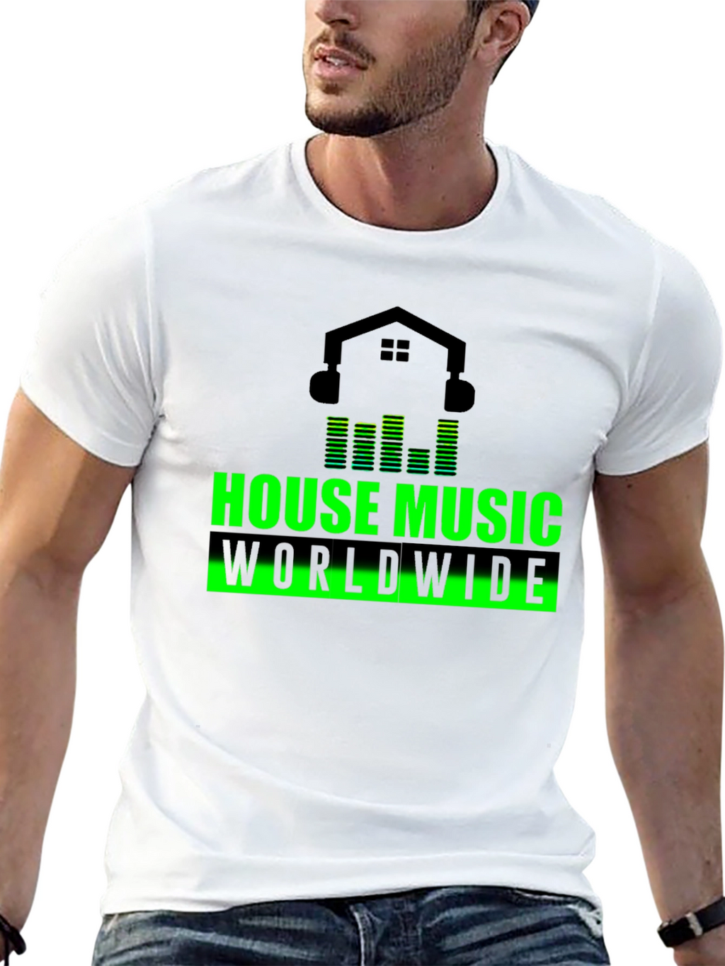 House Music Worldwide Black Graphic T-Shirt