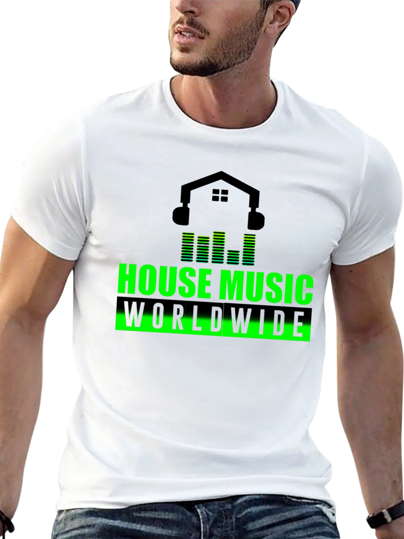 House Music Worldwide Black Graphic T-Shirt