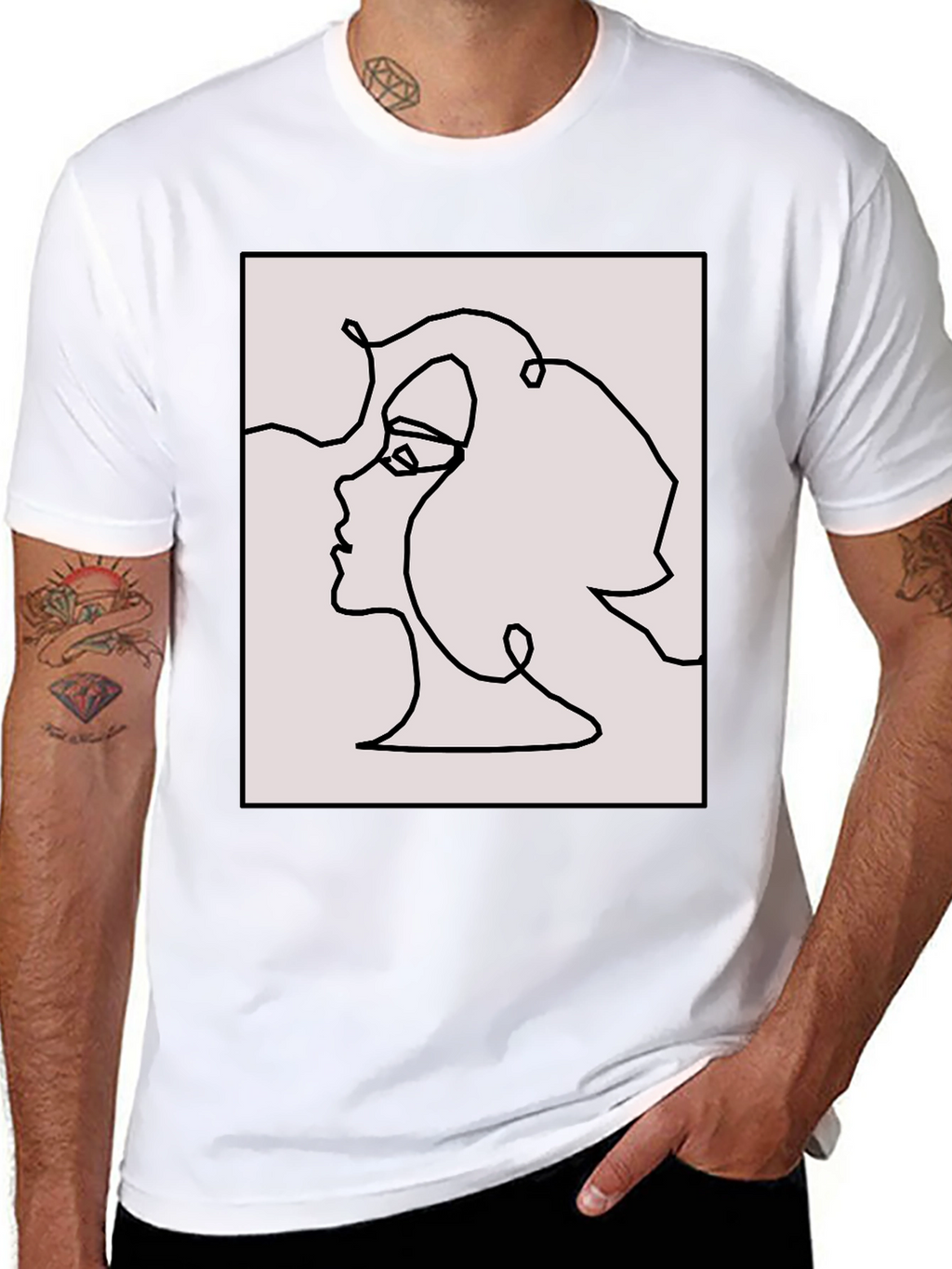 Abstract Face Line Art Graphic Tee
