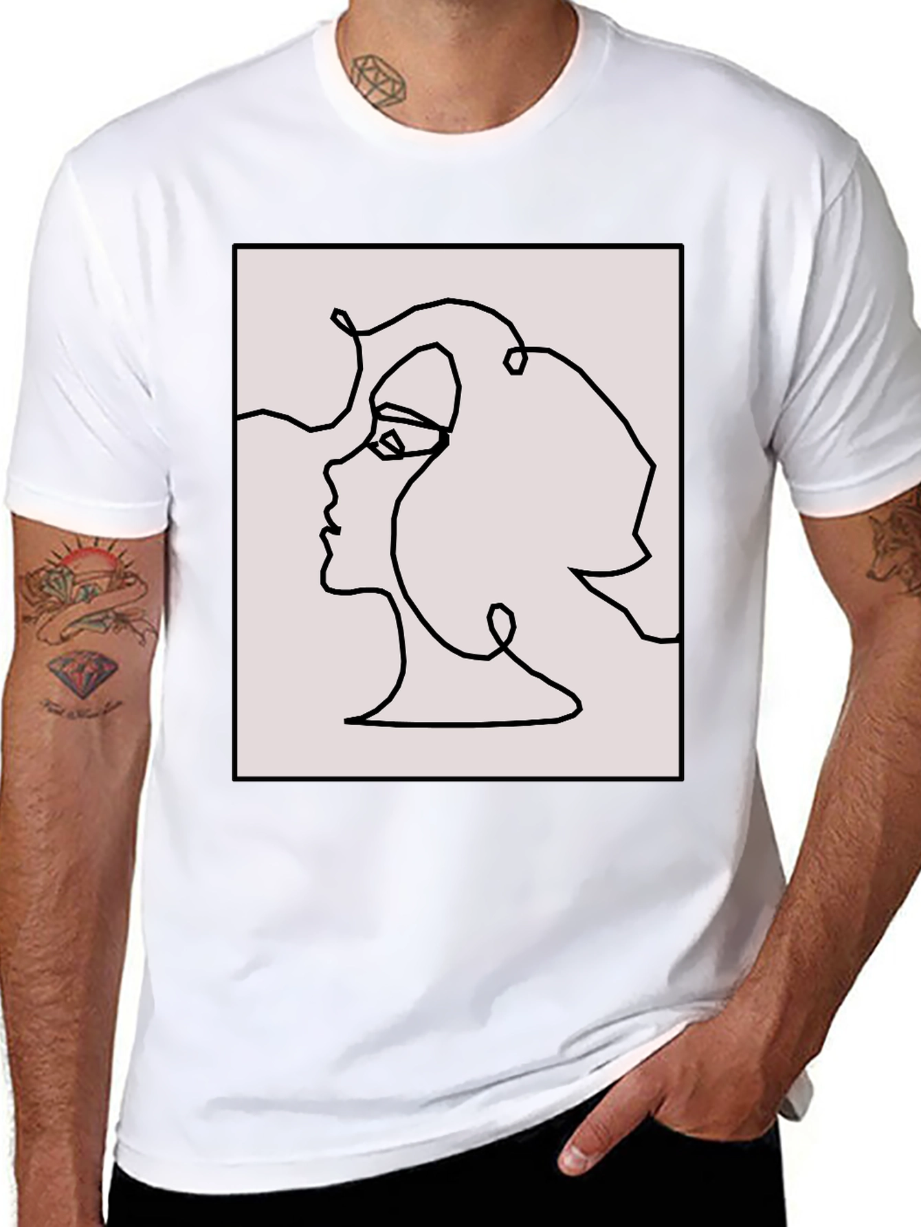 Abstract Face Line Art Graphic Tee