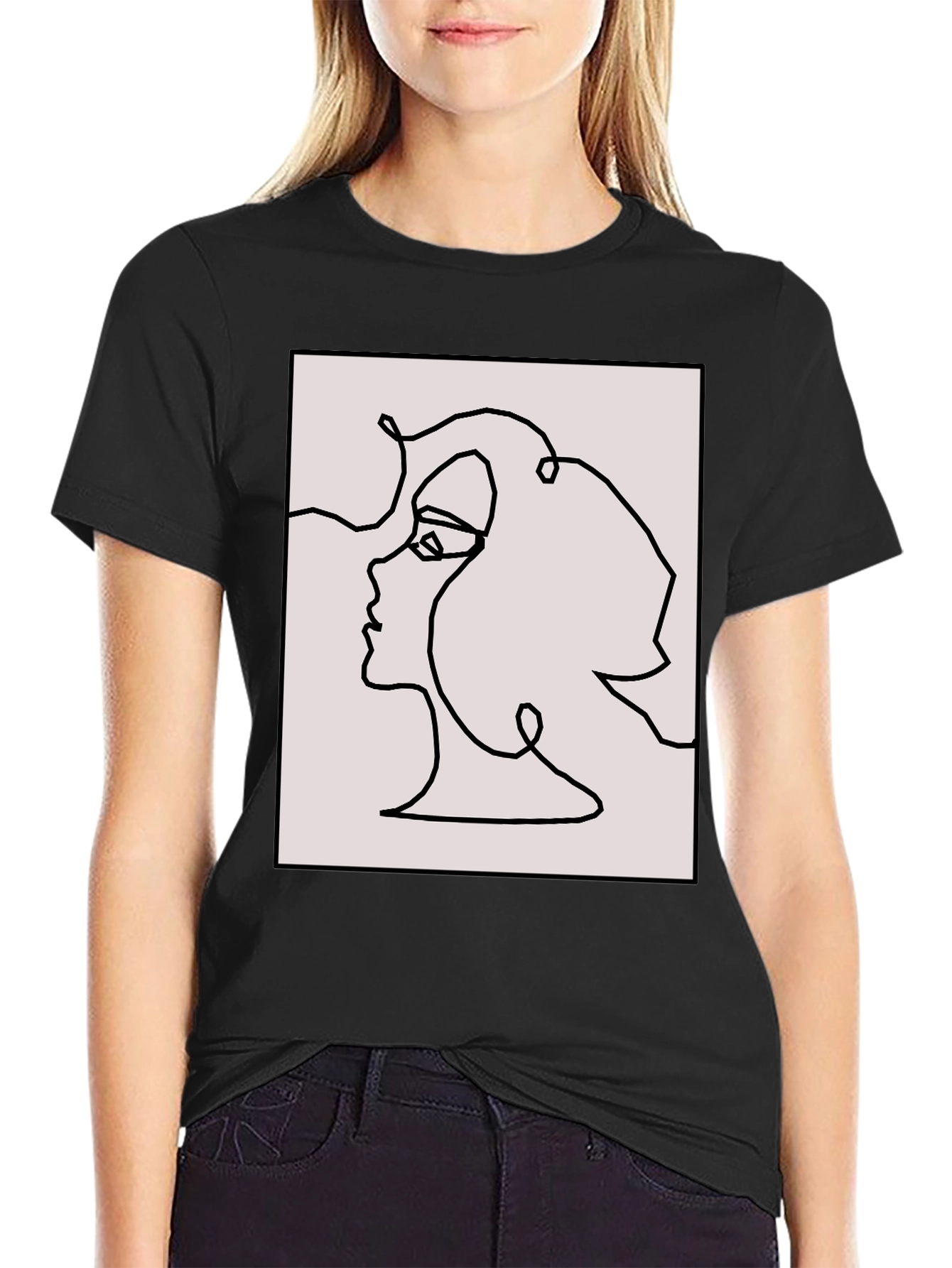 Abstract Face Line Art Graphic Tee