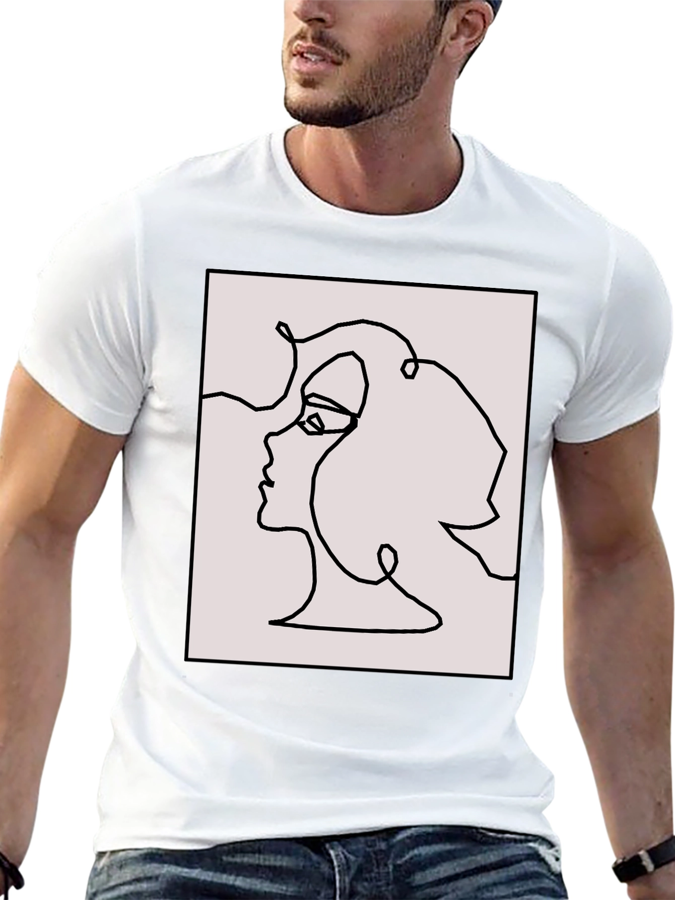 Abstract Face Line Art Graphic Tee