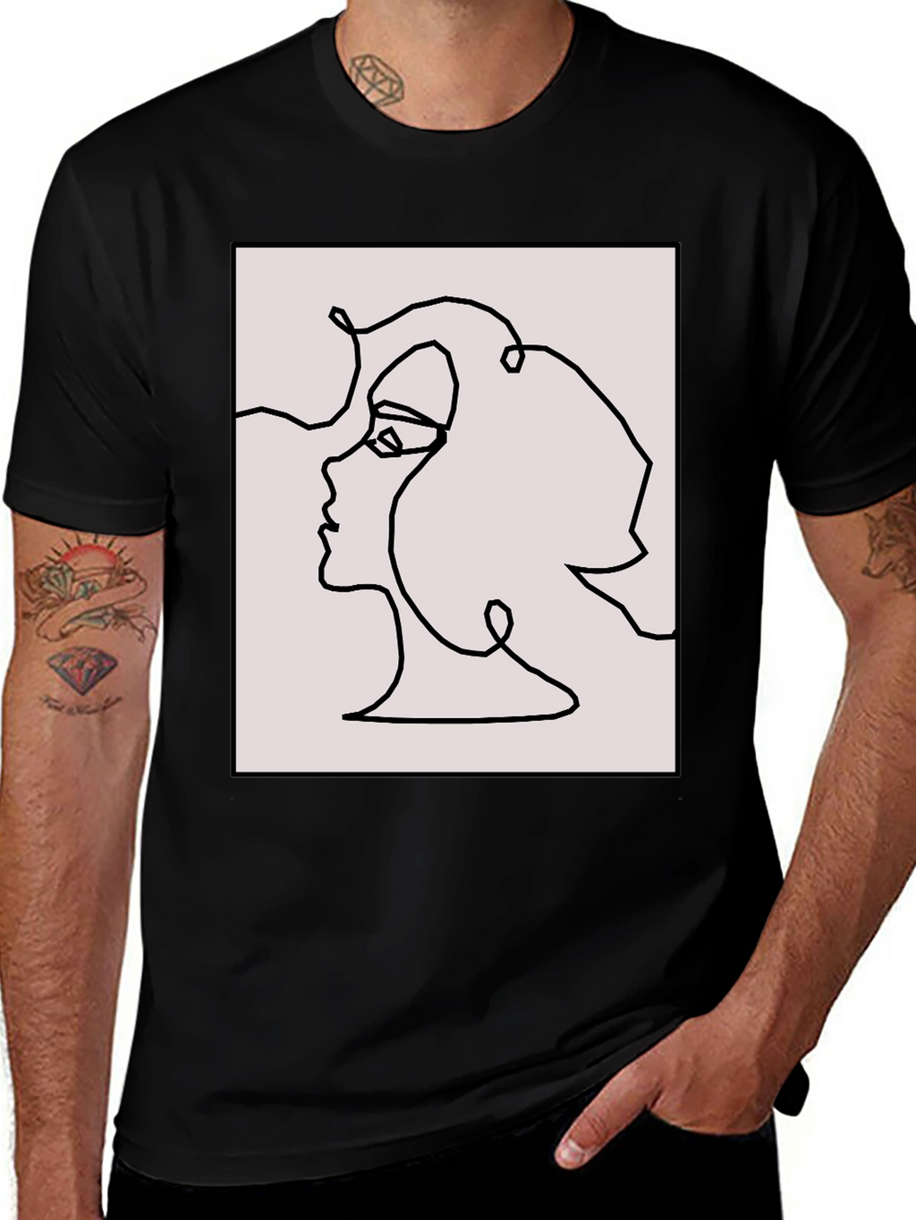 Abstract Face Line Art Graphic Tee