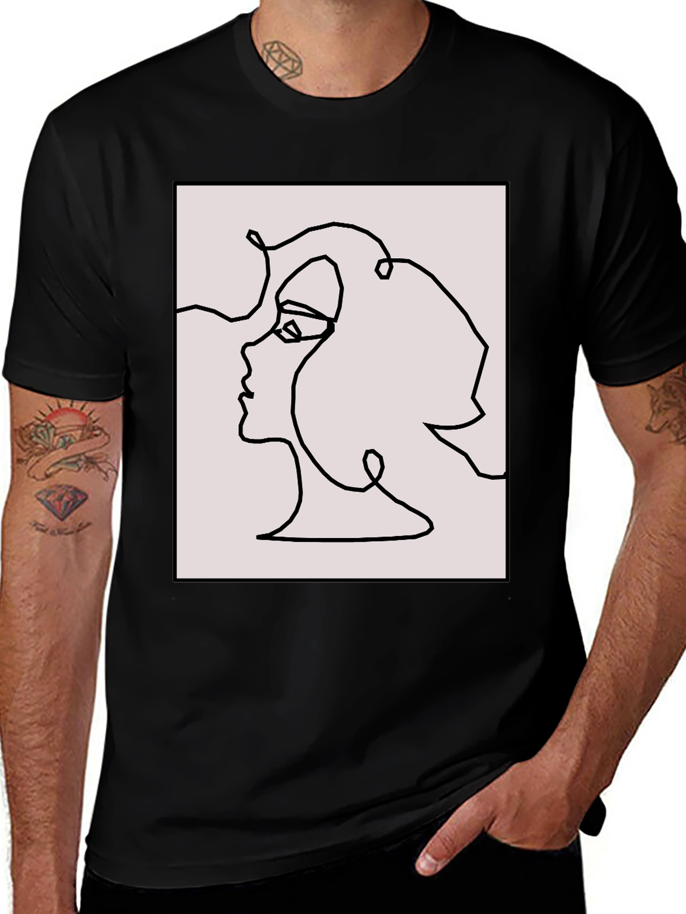 Abstract Face Line Art Graphic Tee