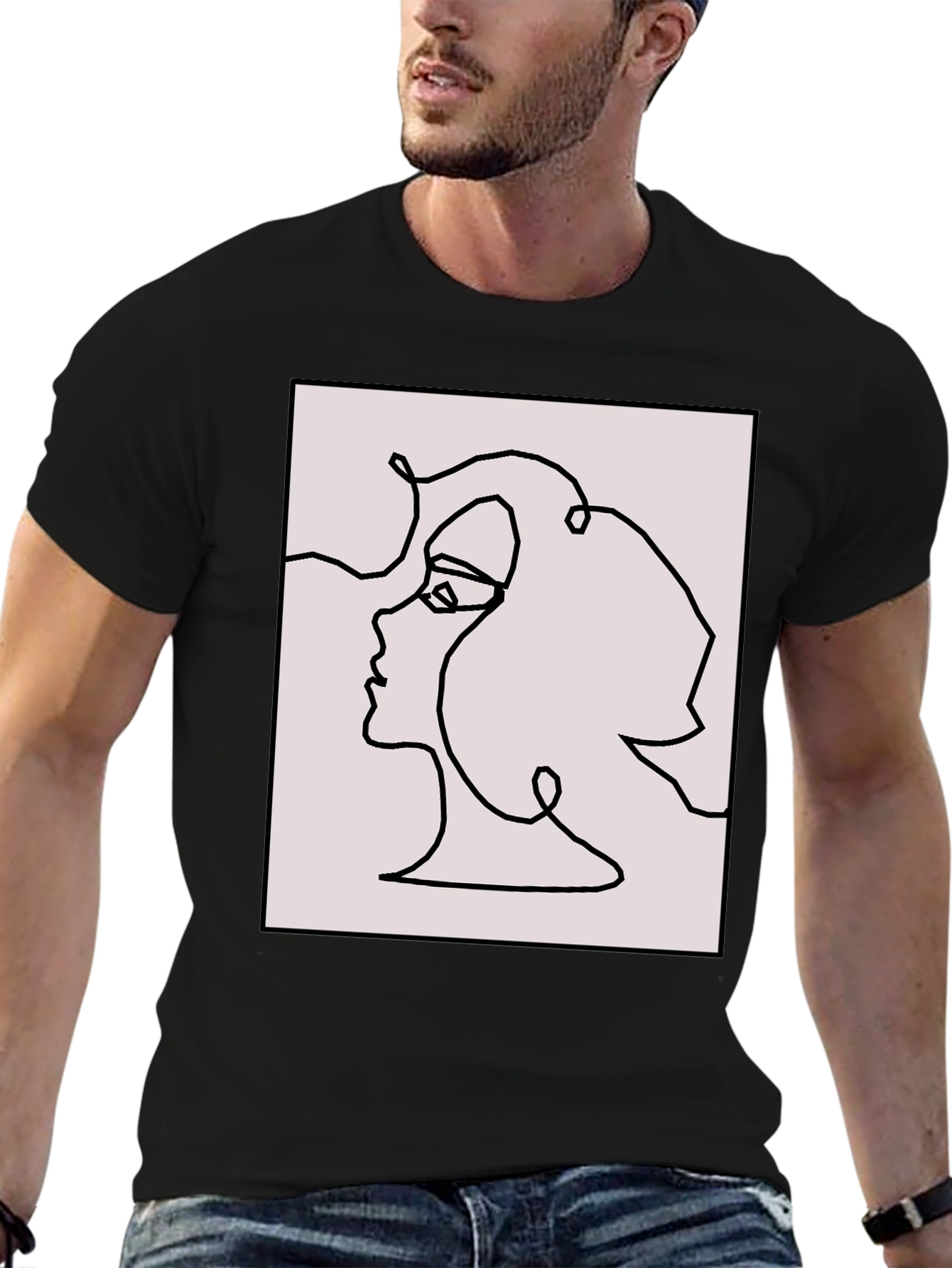 Abstract Face Line Art Graphic Tee