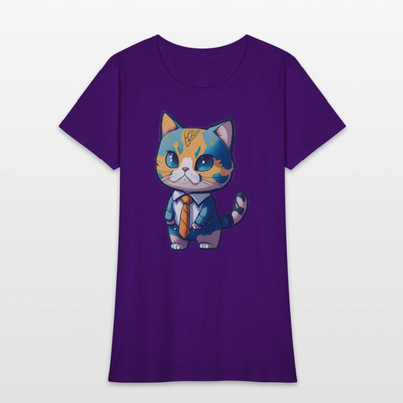 The baby cat wears a cool suit.