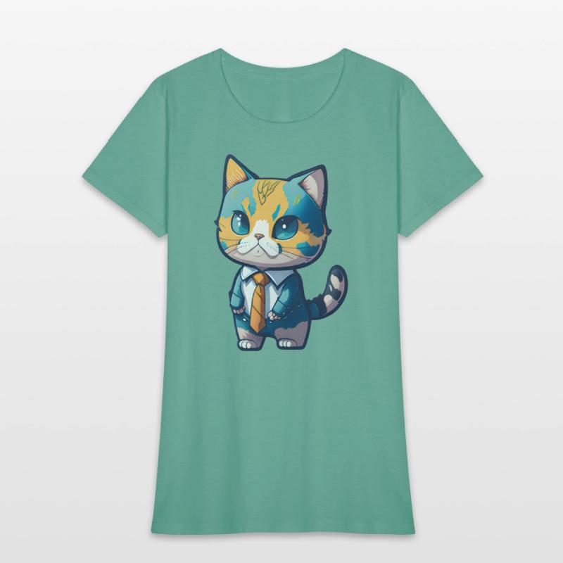 The baby cat wears a cool suit.