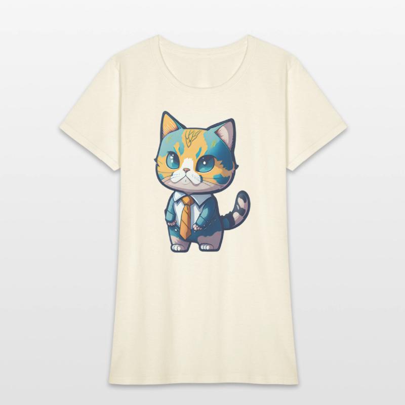 The baby cat wears a cool suit.