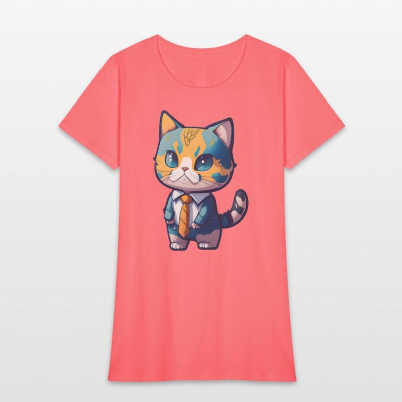 The baby cat wears a cool suit.