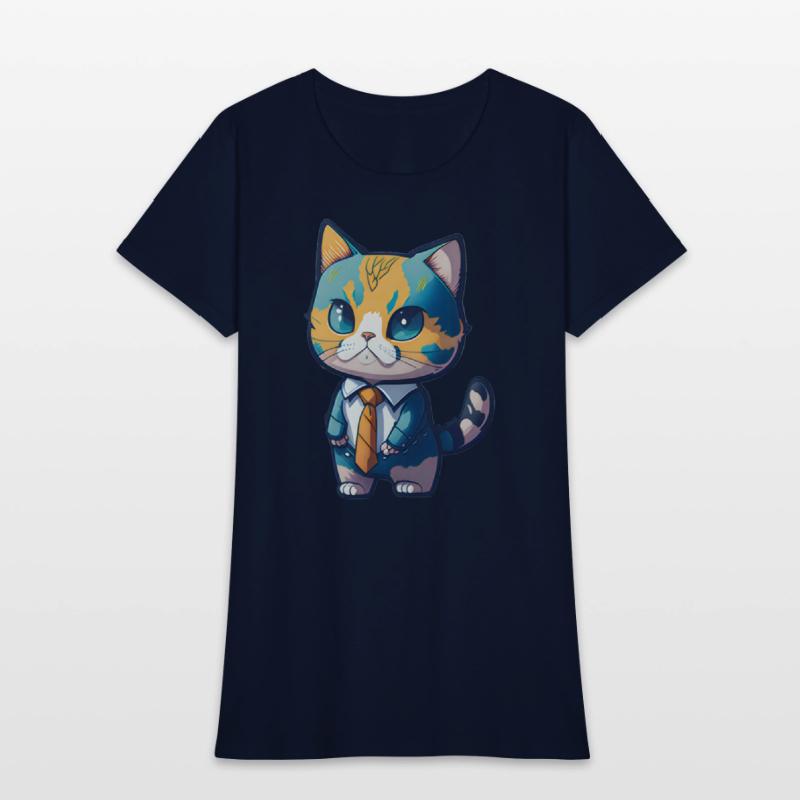 The baby cat wears a cool suit.