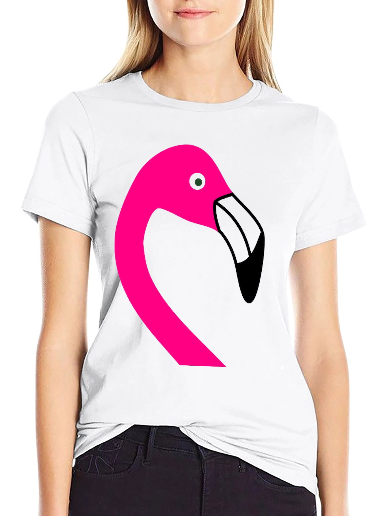 Pink Flamingo Graphic Black T-Shirt