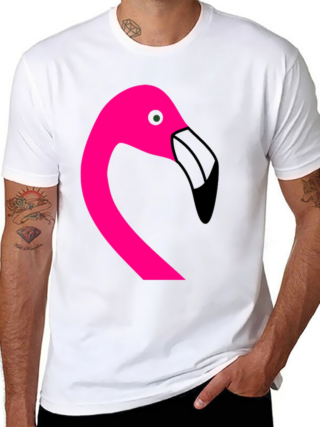 Pink Flamingo Graphic Black T-Shirt