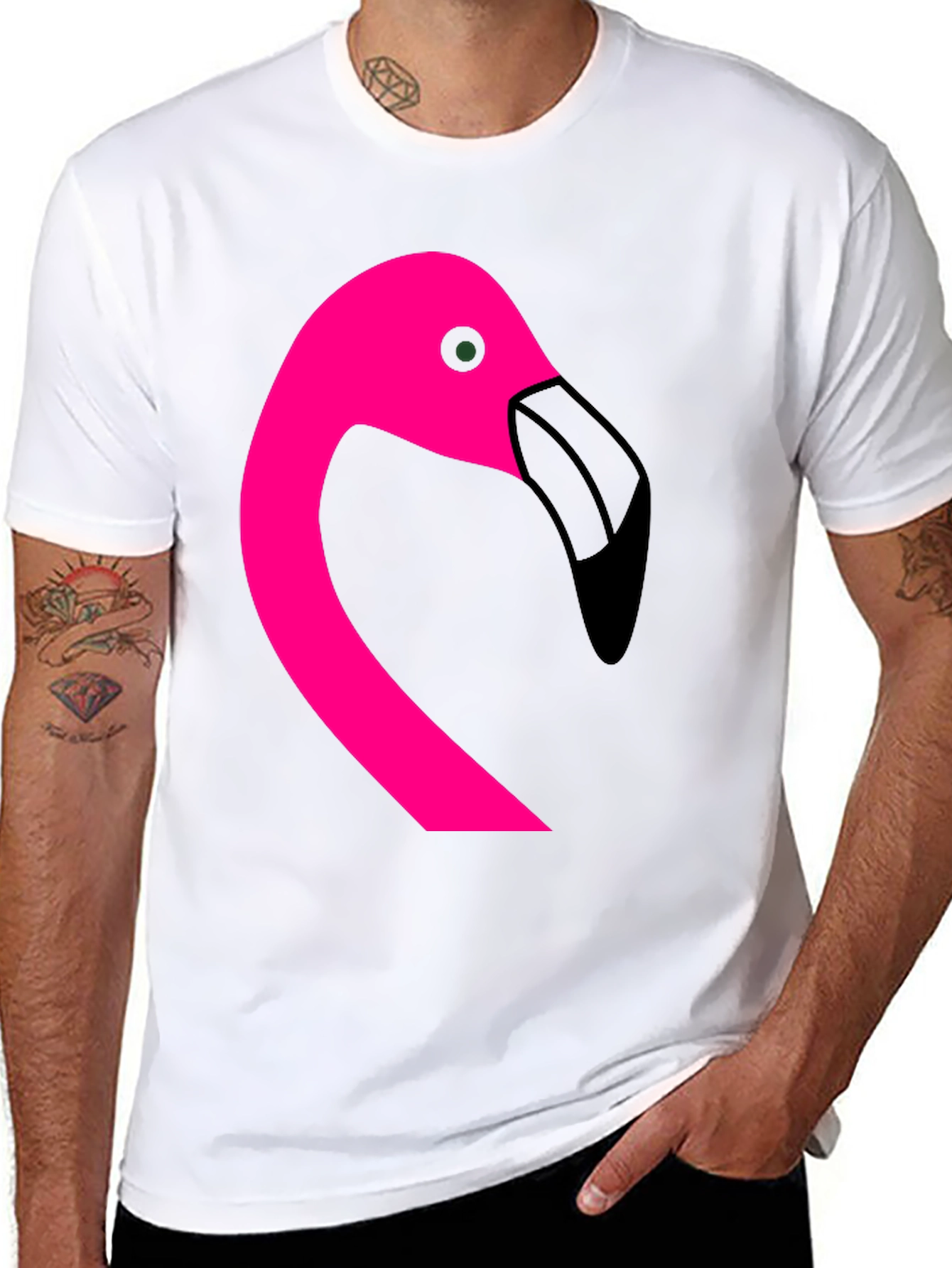 Pink Flamingo Graphic Black T-Shirt