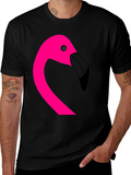 Pink Flamingo Graphic Black T-Shirt