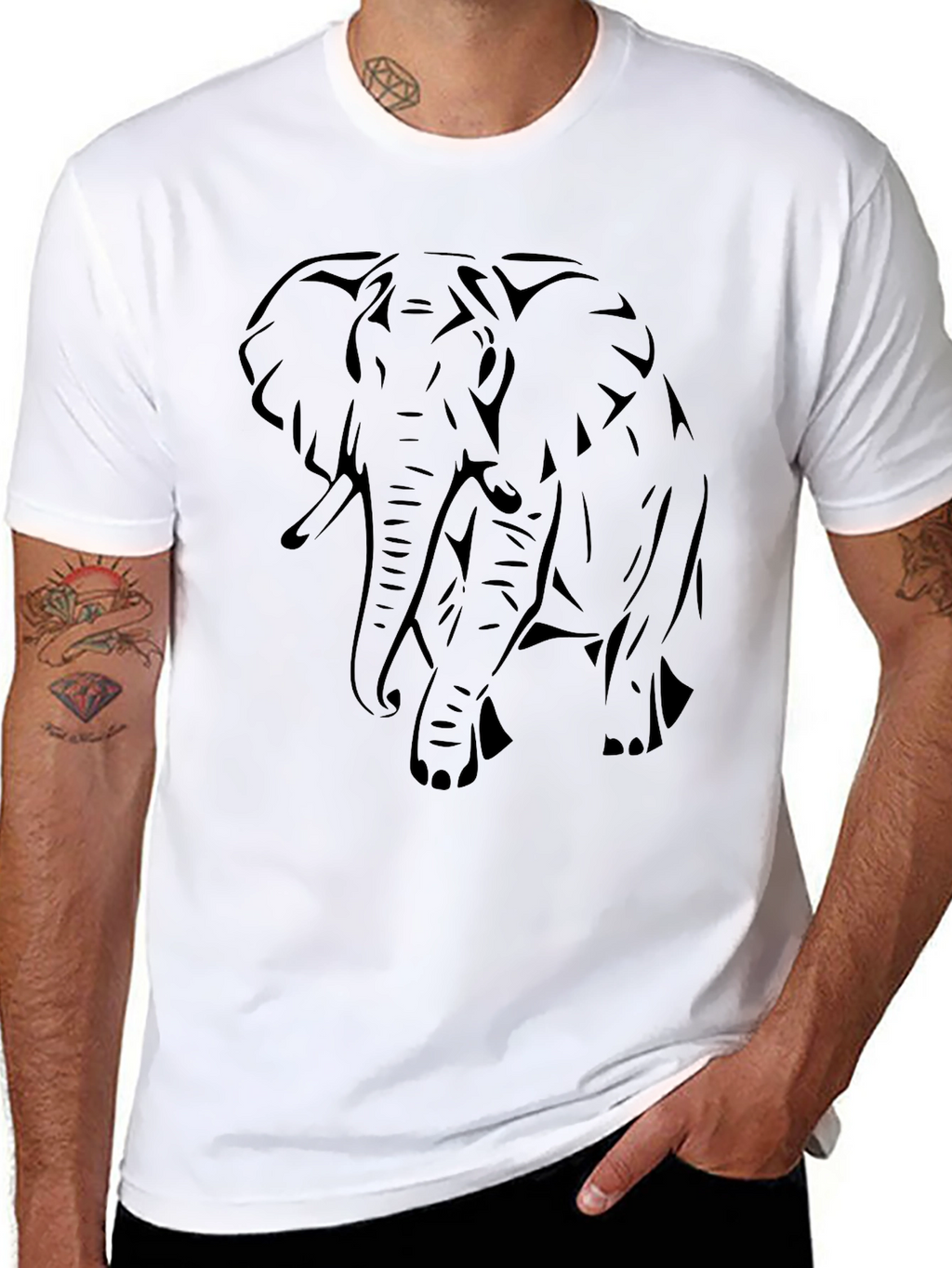 Black Elephant Graphic Tee - Stylish Mens T-Shirt