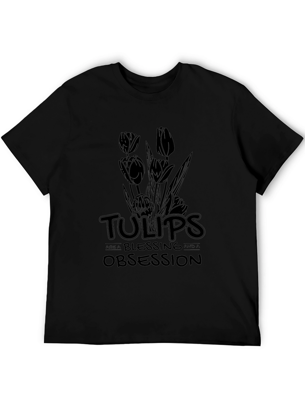 Tulips Obsession Black Graphic Tee Shirt