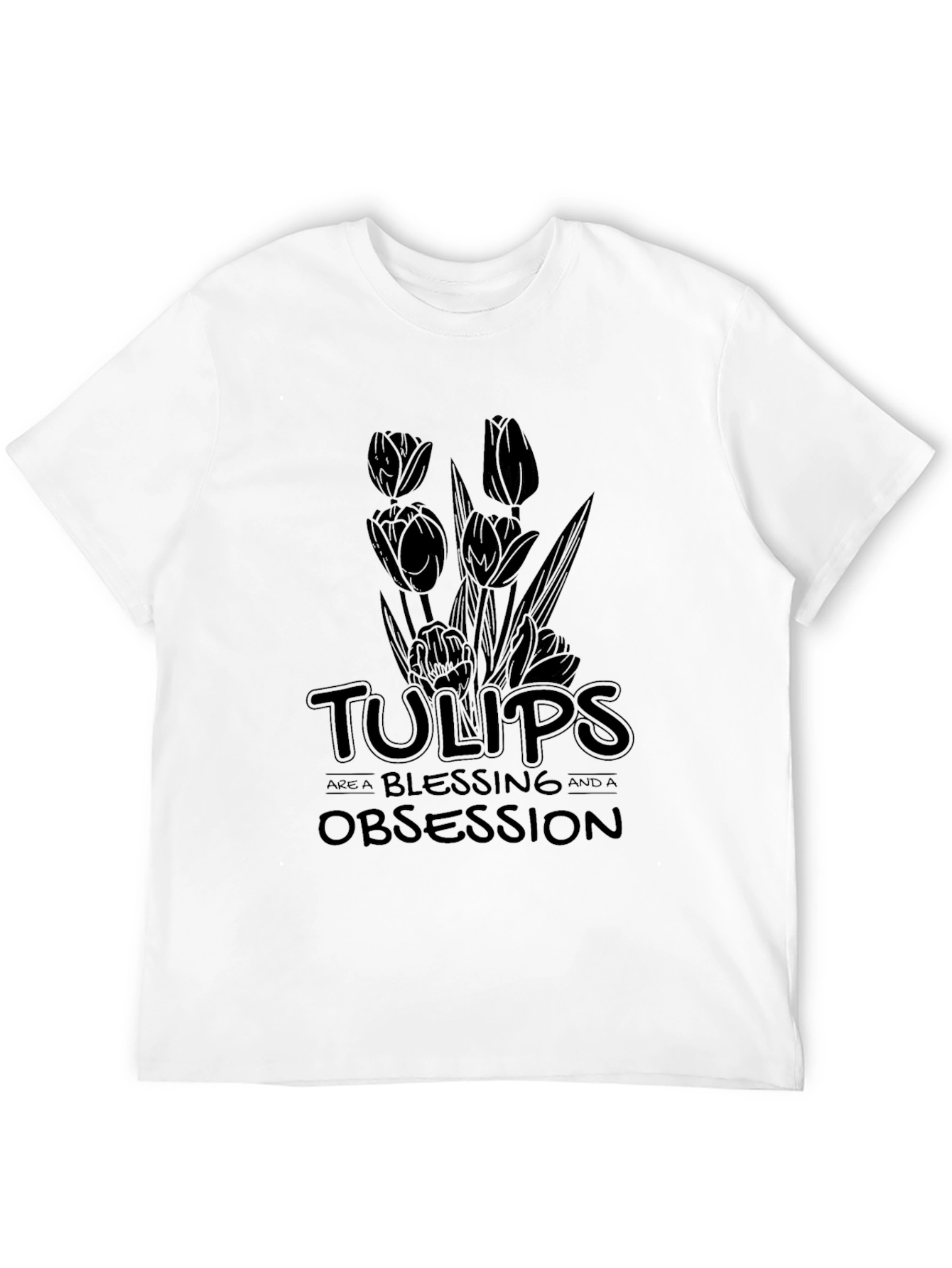 Tulips Obsession Black Graphic Tee Shirt